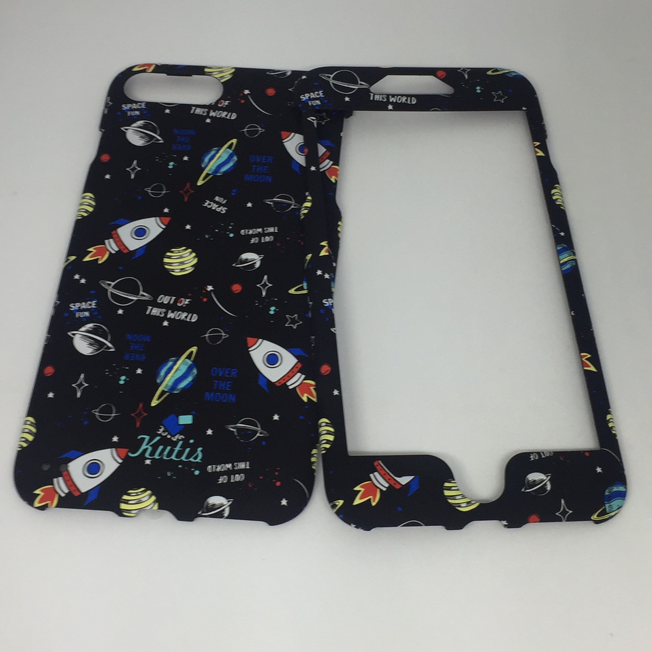 เคสคูทิส(Kutis)เคสไอโฟน7พลัส,8พลัส(ลายอวกาศมีจรวดnew)มาใหม่ เคสประกบหน้า-หลัง เคสเรืองแสง เคสลายวินเทจ ร้านSuperhero Klongthom