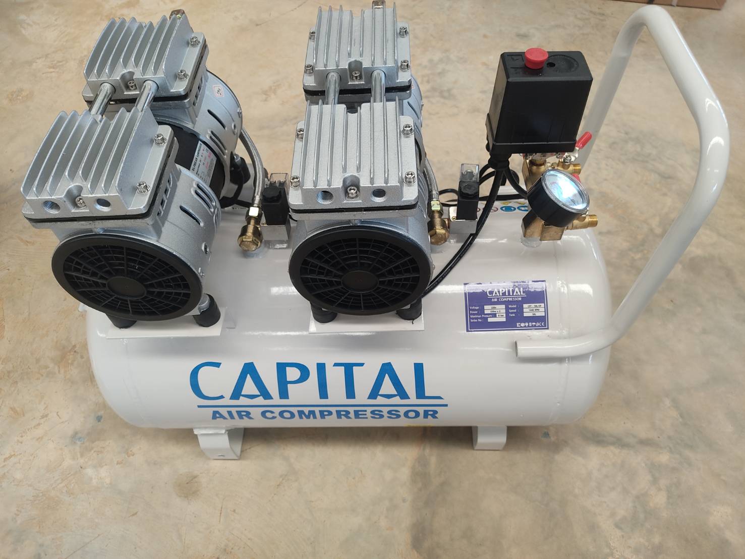 ปั๊มลมโรตารี่ออยล์ฟรี 50L.CPT-50x2L CAPITAL