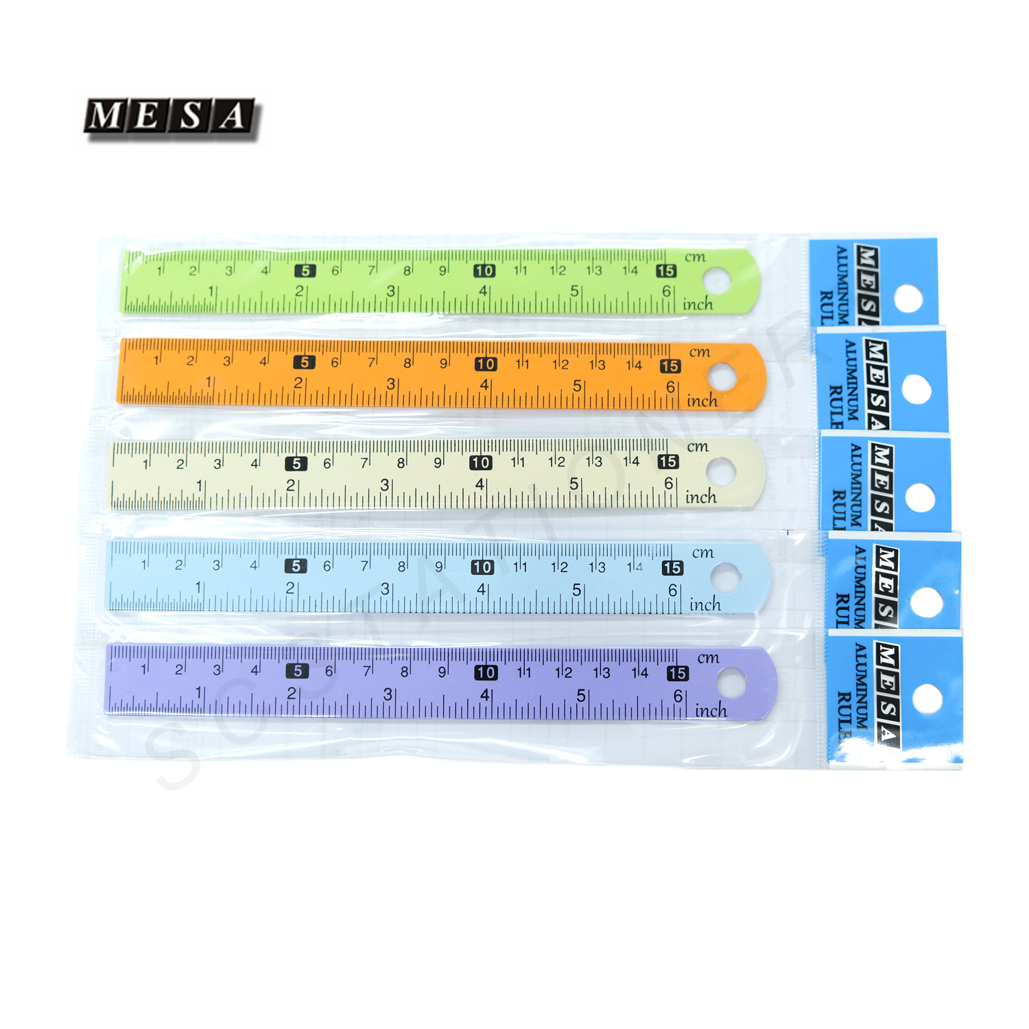 ไม้บรรทัดอลูมิเนียม บาง เคลือบสี 1อัน คละสี