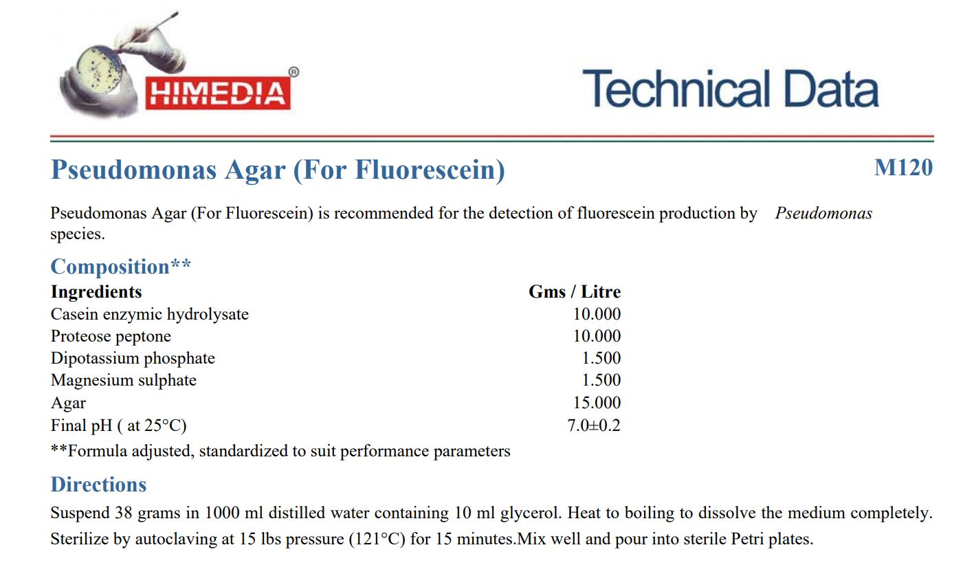 Himedia™PSEUDOMONAS AGAR (For Fluorescein), 500 G
