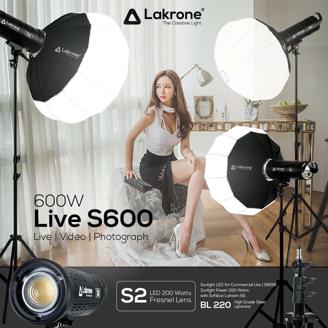 Live S600 Sunlight Set 600 Watts ชุดไฟสำหรับไลฟ์ 600 วัตต์ 5600K รีวิว สอน ถ่ายวีดีโอ หนังสั้น ถ่ายภาพ ไฟสอนออนไลน์ รีวิวอาหาร รีวิวเครื่องสำอางค์ สอนโยคะนำกิจกรรม
