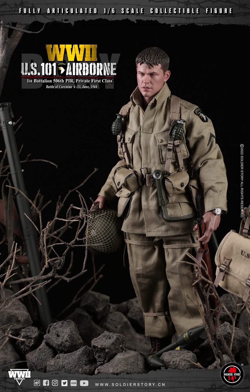 Soldier Story SS-126 1/6 WWII U.S. 101st Airborne - 1st Battalion 506th PIR, Private First Class