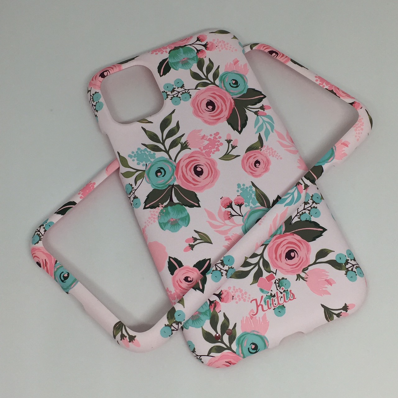 เคสคูทิส(Kutis)ไอโฟน11G (ลายดอกไม้สีชมพูอ่อน)มาใหม่ เคสประกบหน้า-หลัง เคสเรืองแสง เคสลายวินเทจ ร้านSuperhero KLongthom