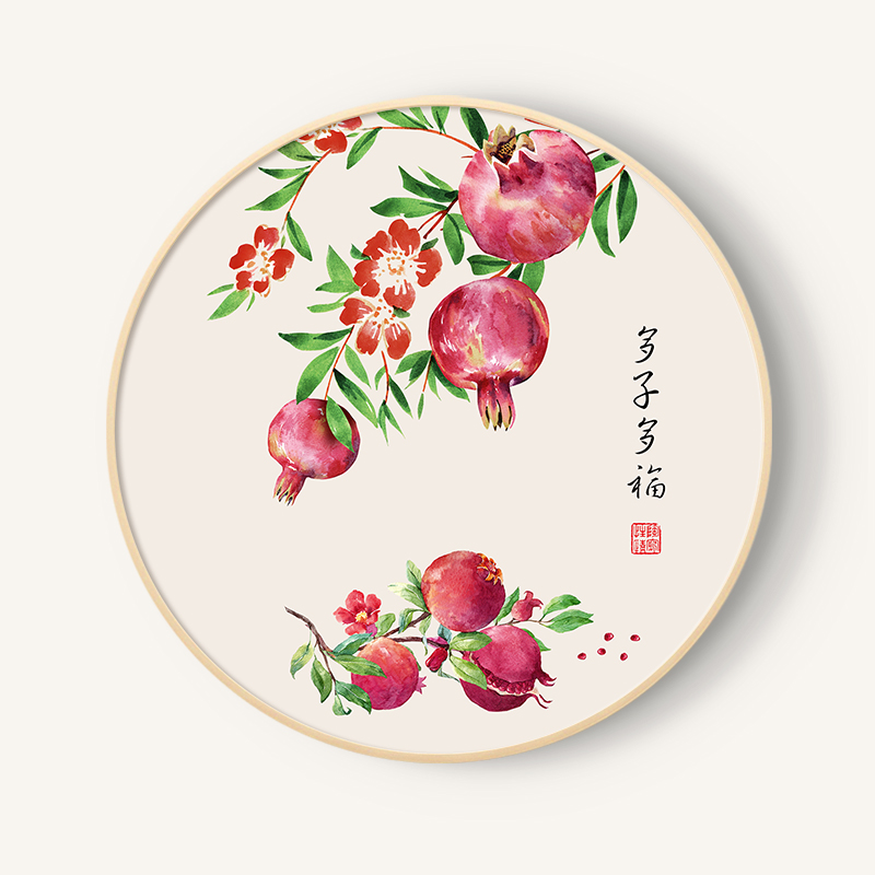 #ภาพวาดสไตล์จีนร่วมสมัย กรอบหนา 3 cm. ขนาด 40x40 cm. /ไม่มีกระจก