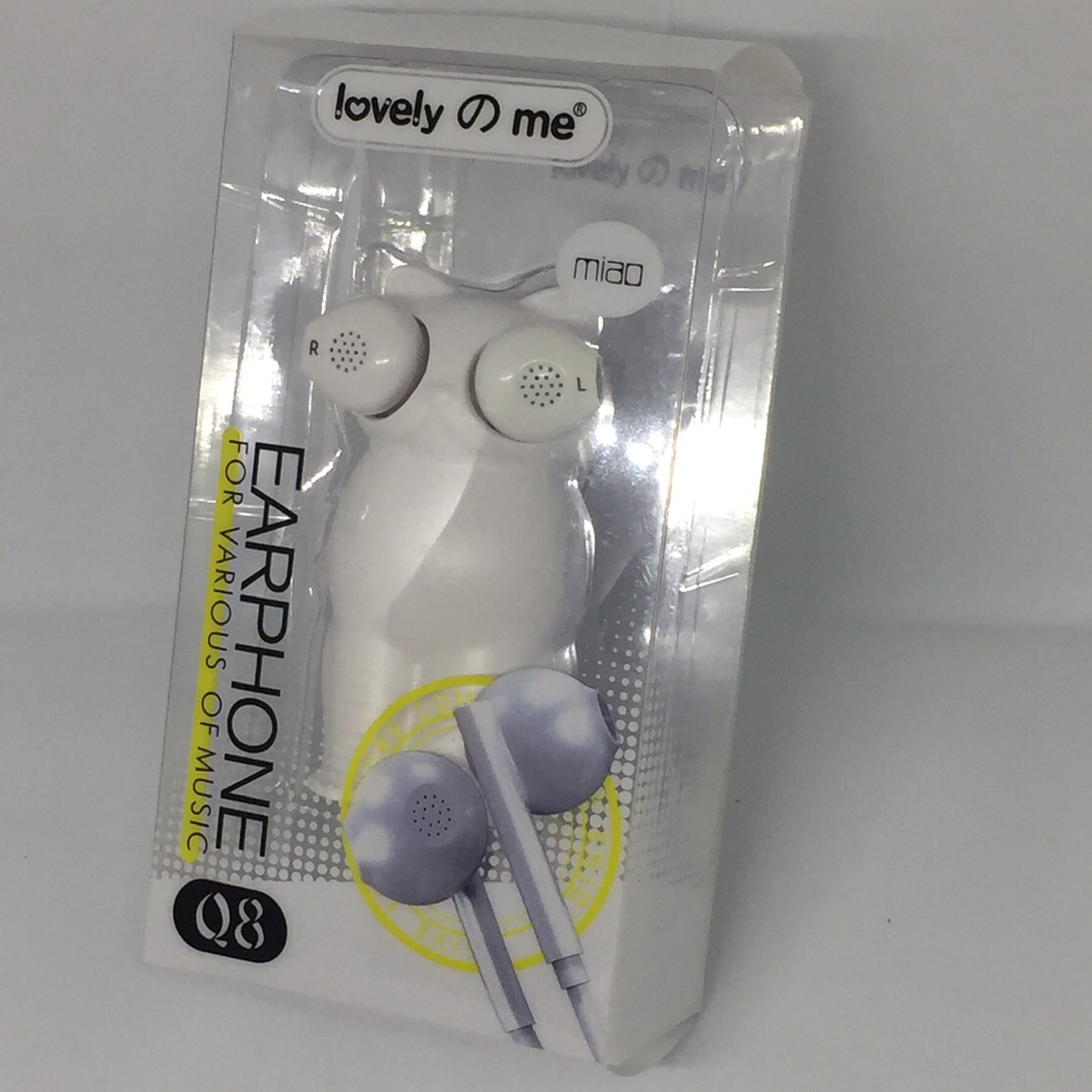 ชุดหูฟังลายน่ารัก พร้อมที่เก็บสาย ลายแมวนั่งสีขาว