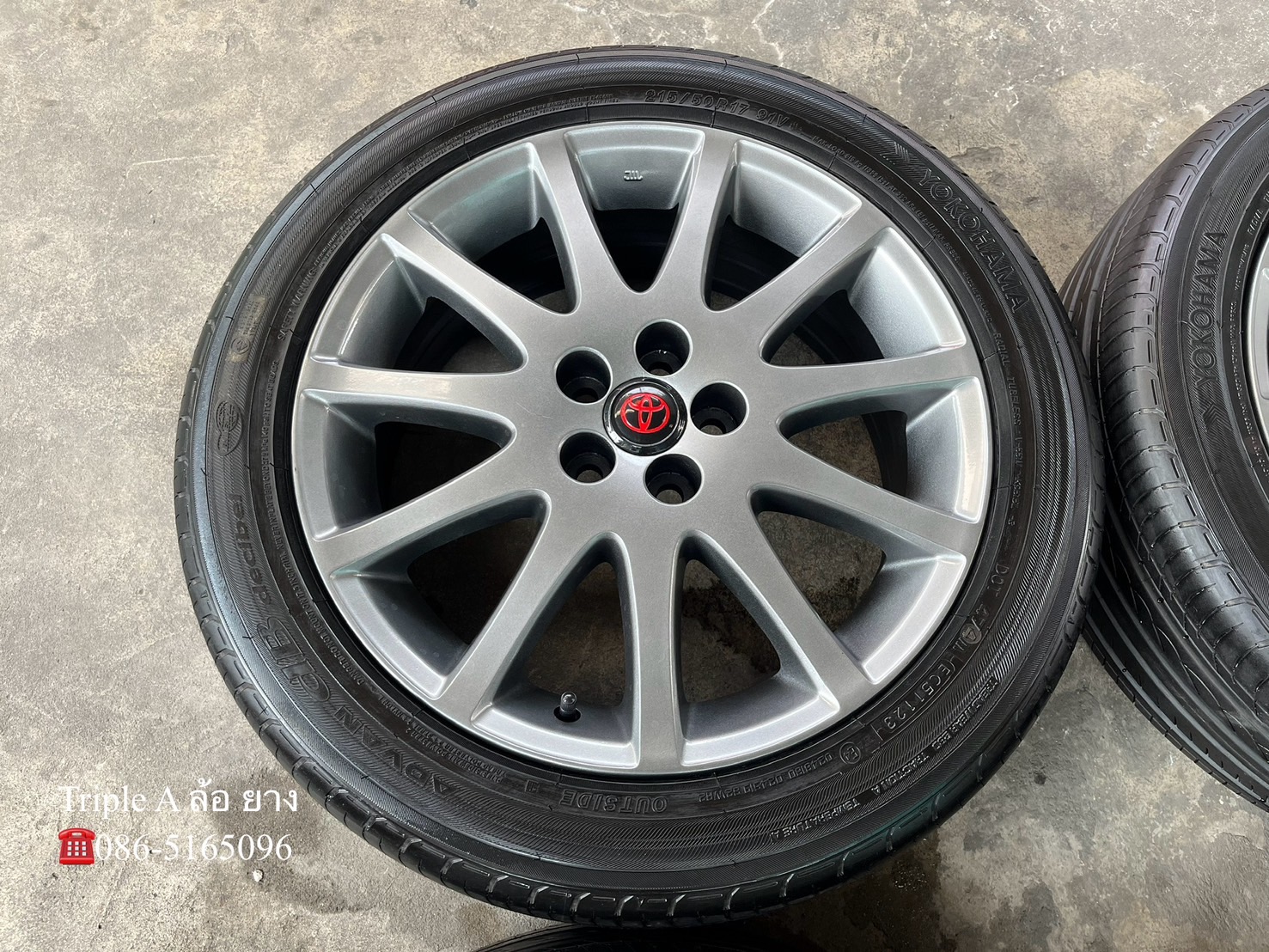 ✨ล้อแม็ก 5รู100✨Toyota ขอบ 17 สีไฮเปอร์ พร้อมยางป้ายแดง 215-50-17 Yokohama🌟ปี23🌟