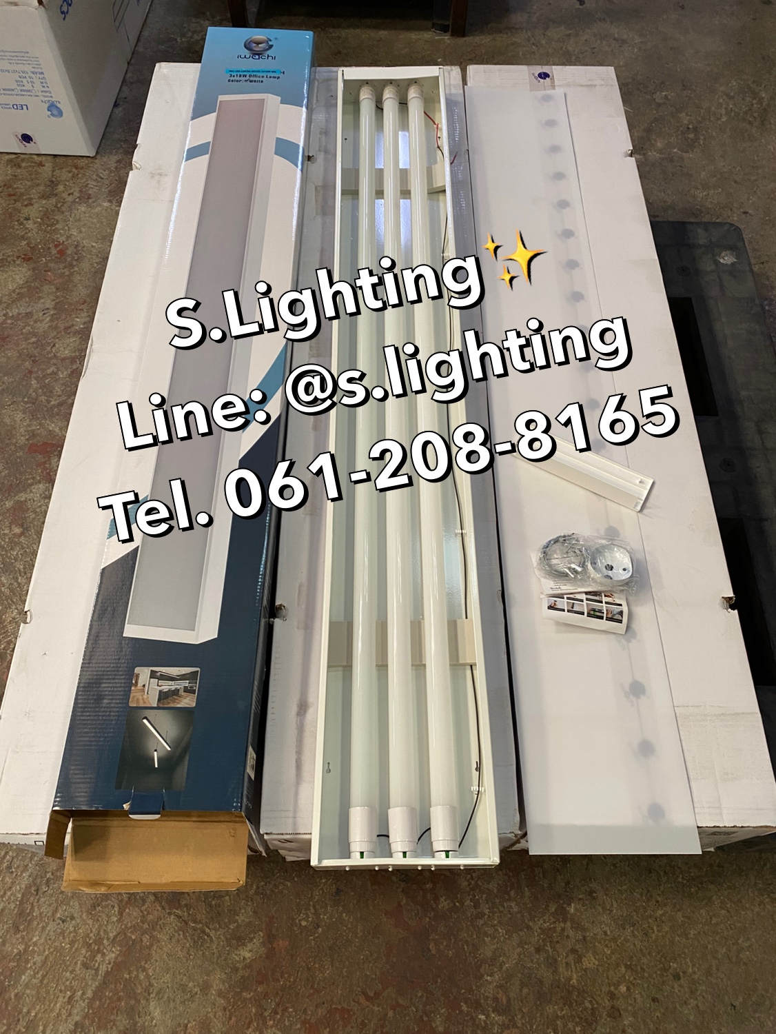 โคมไฟแขวนสลิงเพดาน Linear Office LED 3x18w แสงขาว (เปลี่ยนหลอดได้)