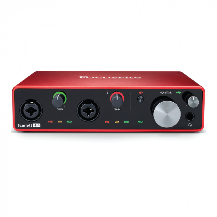 Focusrite Scarlett 4i4 (3RD GEN) Interface MIC A Grade สำหรับปรับแต่งเสียงรับส่งสัญญาณบันทึกเสียงไมโครโฟนกับคอมพิวเตอร์ รองรับไมค์สองตัว
