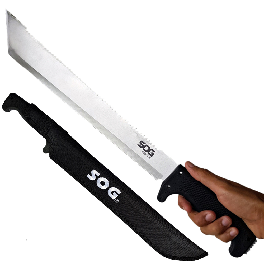 มีดเดินป่า มีดมาเชเต้ มีดใบตาย SOG SOGfari Machete ยาว 21 นิ้ว (53 ซม.) ใบมีดสีเงินพร้อมซองผ้าไนล่อนสำหรับเก็บมีด