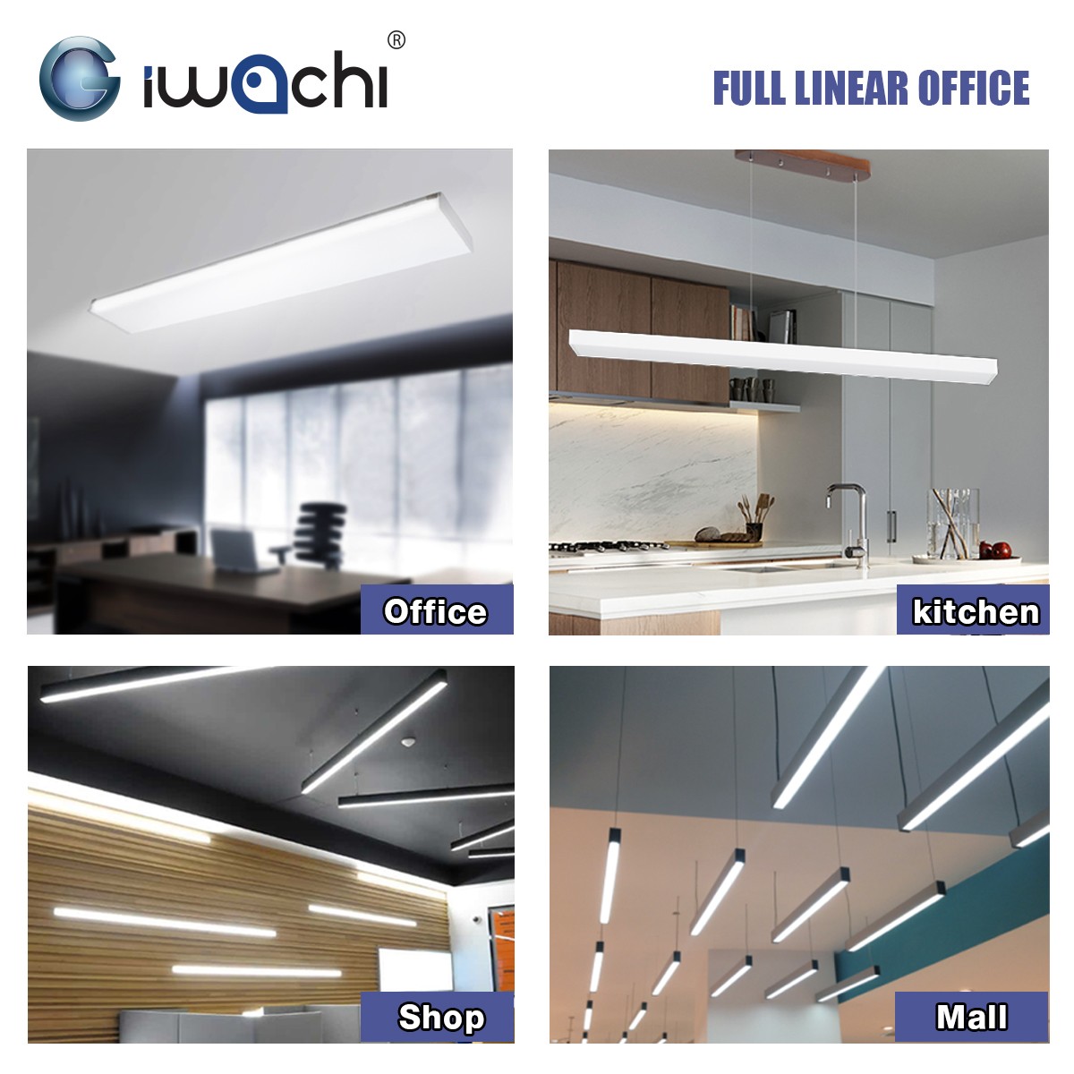 โคมไฟแขวนสลิงเพดาน Full Linear Office LED 150w แสงขาว