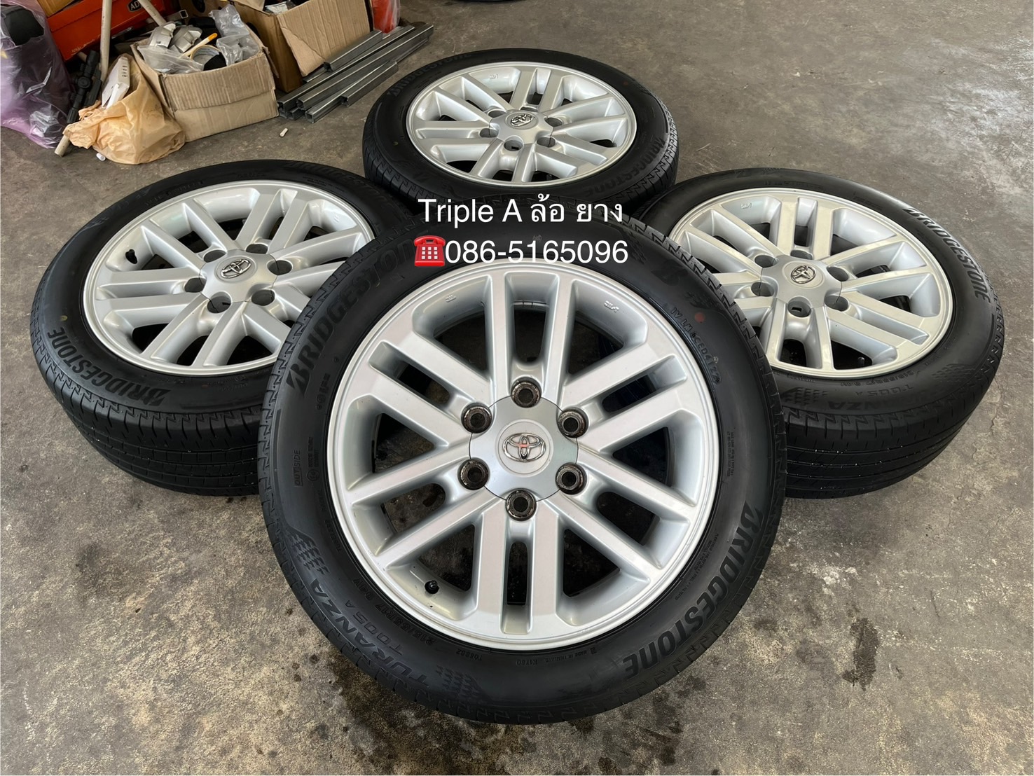 ✨ล้อแม็ก 6รู139✨Toyota ขอบ 17 พร้อมยาง 215-55-17 Bridgestone💥ปลายปี 22💥🚘ใส่กับ รถตู้ Commuter 6รู139 ได้เลย