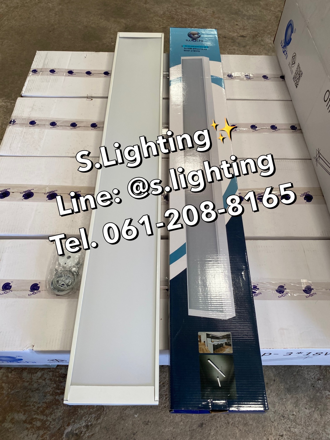 โคมไฟแขวนสลิงเพดาน Linear Office LED 3x18w แสงขาว (เปลี่ยนหลอดได้)