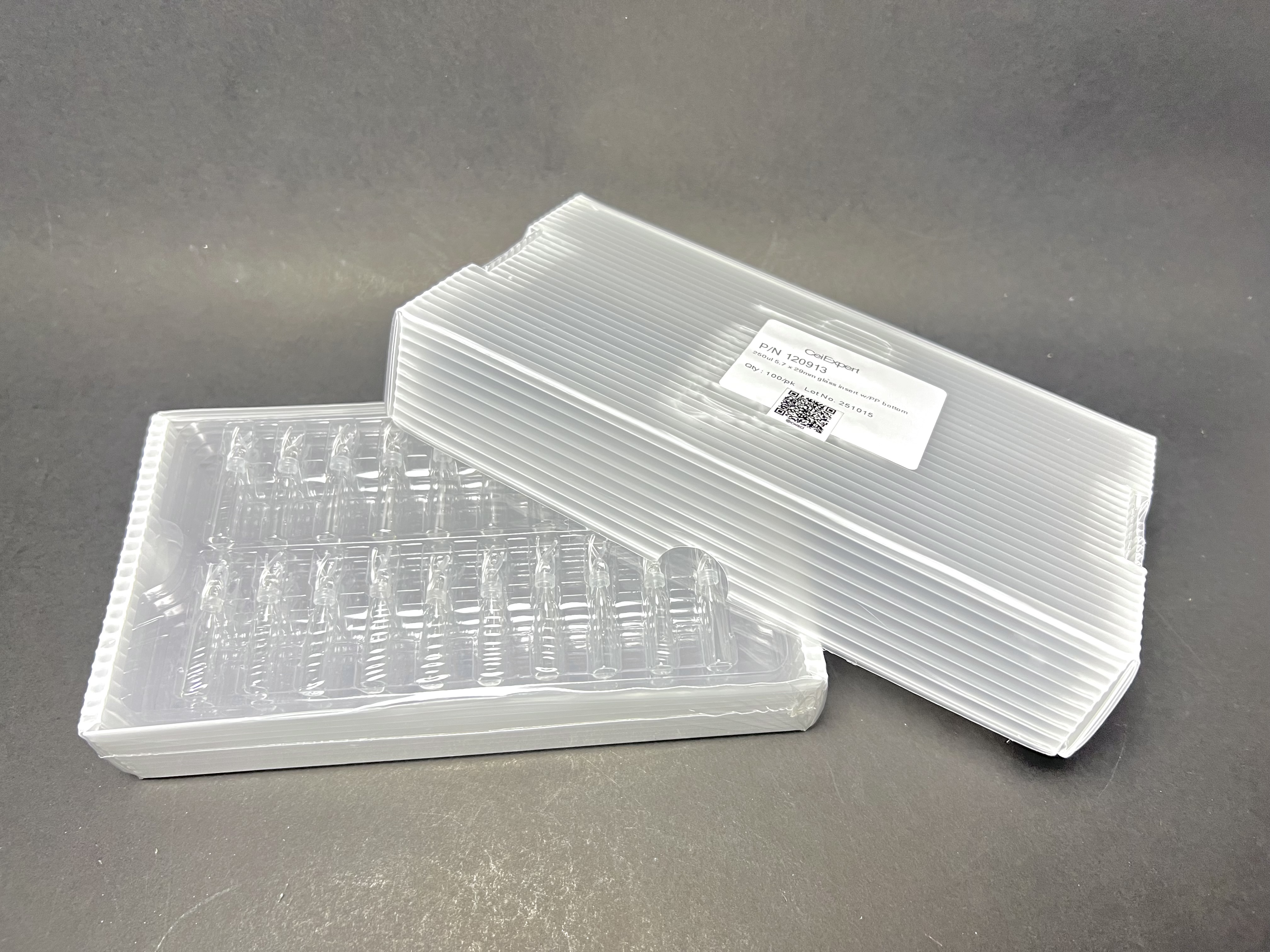 250ul(5.7x29mm) insert glass with Polyspring (100ชิ้น/pk.)