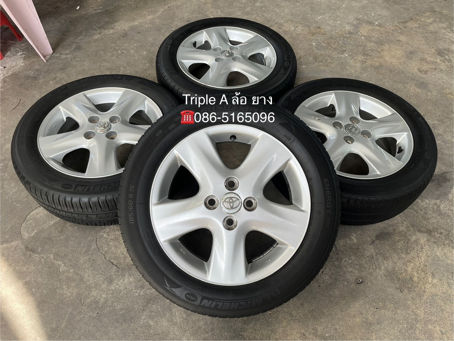 ✨ล้อแม็ก✨Toyota Vios 5 ก้าน ขอบ 15 แถมยาง 185-60-15 Michelin ปี 20
