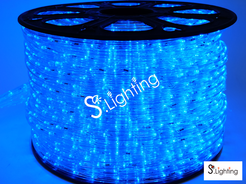 ไฟสายยางกลม LED 3ไส้ 100ม. แสงสีฟ้า