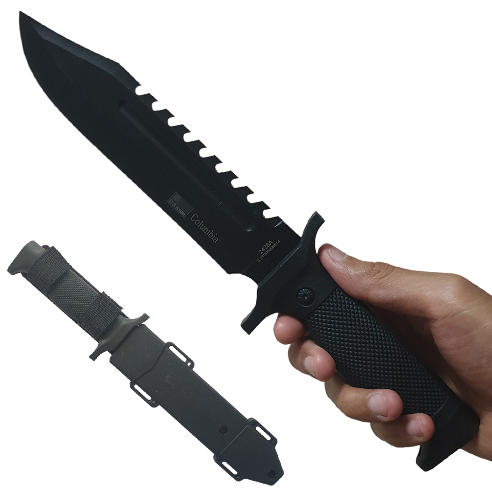 มีดพก มีดใบตาย Columbia 2428A ขนาด 12 นิ้ว (30.5 ซม.) พร้อมปลอกมีด ABS ร้อยเข็มขัดสำหรับเก็บมีด