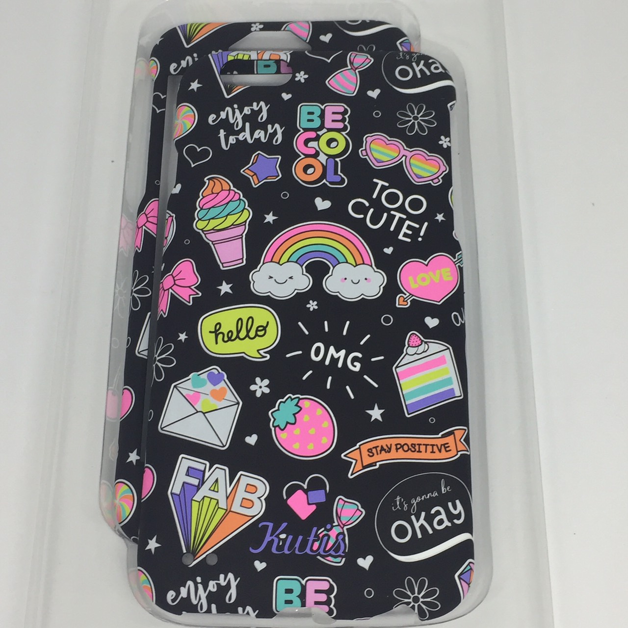 เคสคูทิส(Kutis)ไอโฟน6,6S(ลายสายรุ้งอมยิ้มBECOOL)มาใหม่ เคสประกบหน้า-หลัง เคสเรืองแสงเคสลายวินเทจ ร้านSuperhero Klongthom