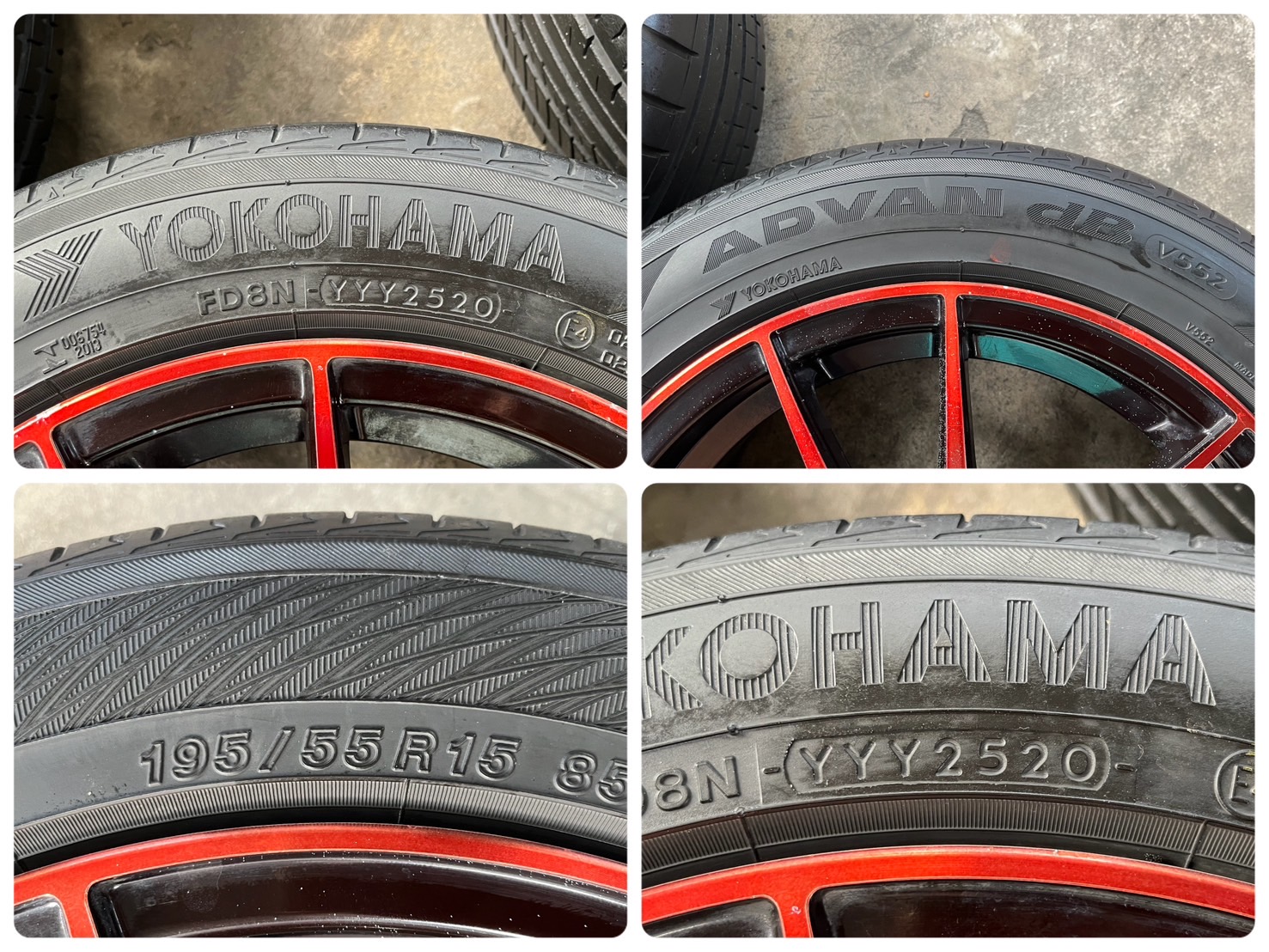 ✨ล้อแม็กแต่ง✨4รู100✨AKINA (งาน SSW) ขอบ 15 สีดำแดง พร้อมยาง 195-55-15 ปี 20