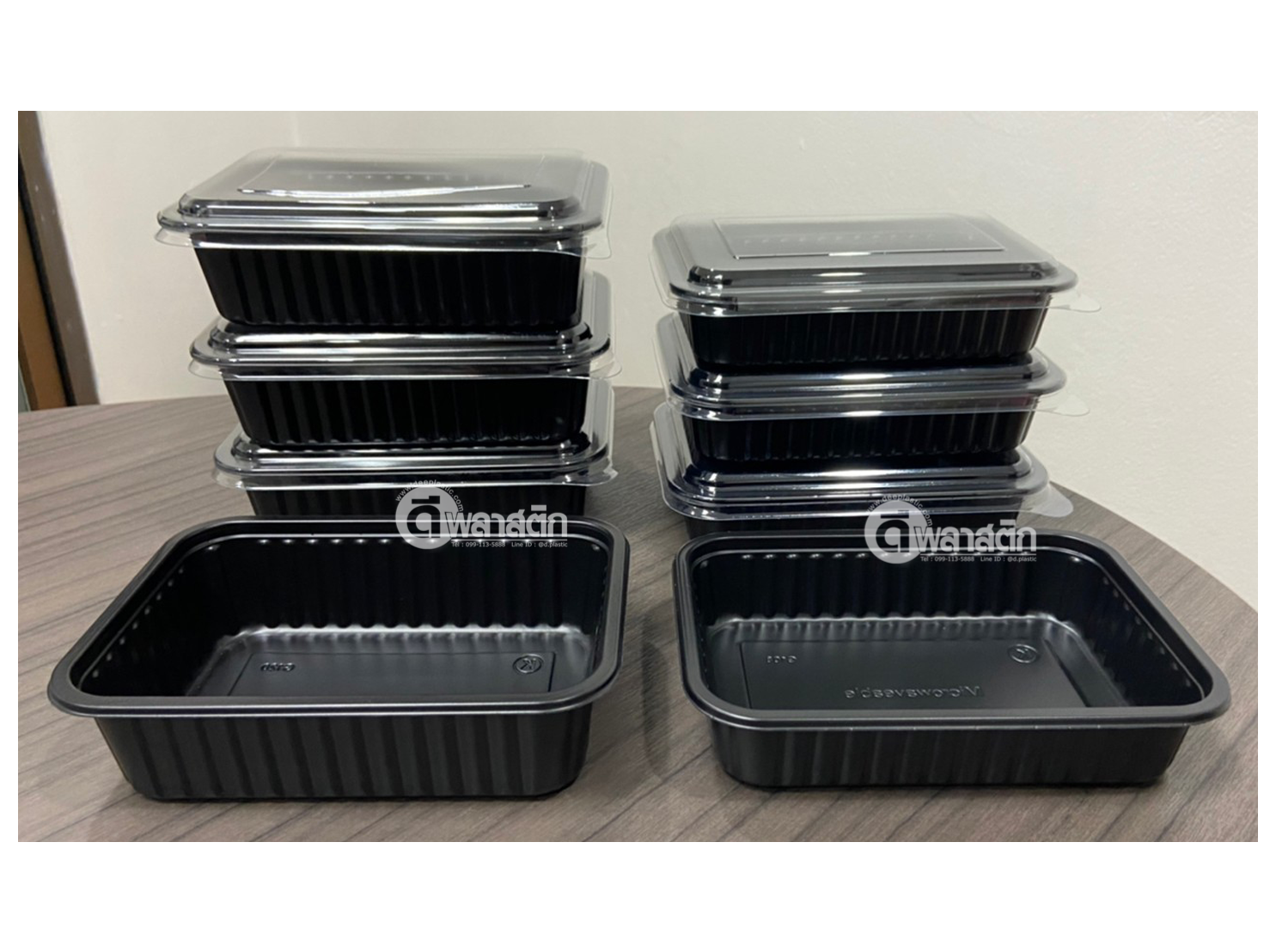 กล่องใส่อาหาร (สีดำ) พร้อมฝา