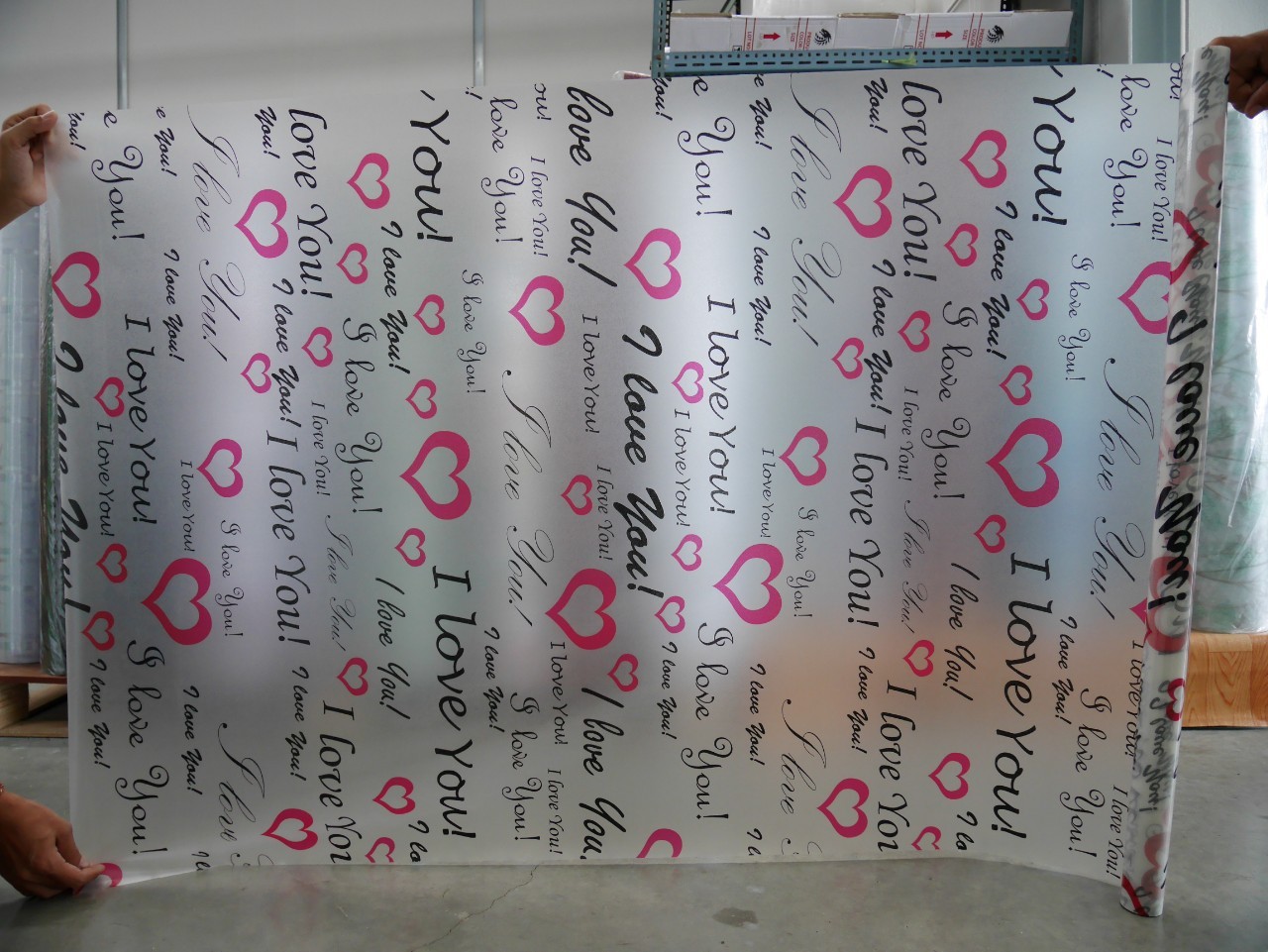 lala flim ฟิล์มติดกระจก F 14 I love you ชนิดมีกาว ฟิล์มฝ้า 90CM*1M