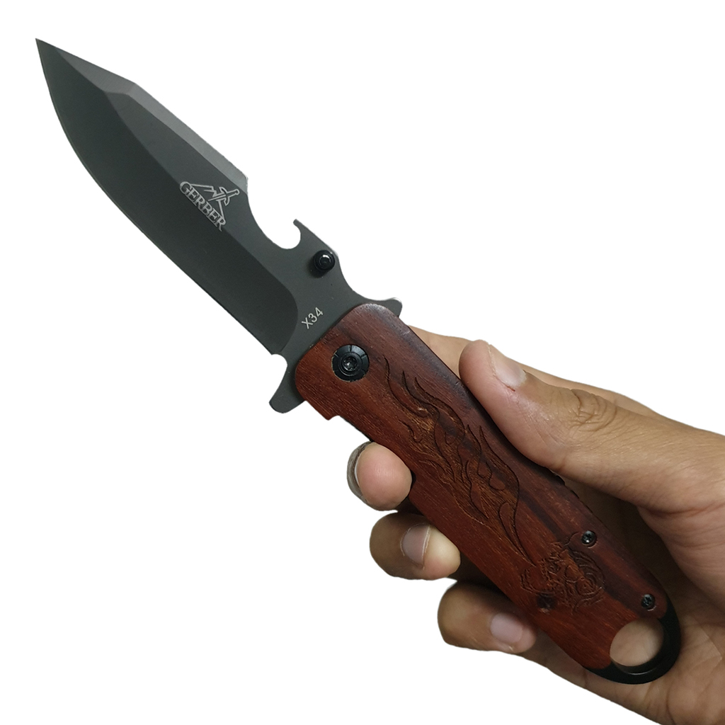 มีดพับ มีดพก Gerber X34 ขนาด 8.6 นิ้ว (21.8 ซม.) ด้ามเข้าประกับไม้