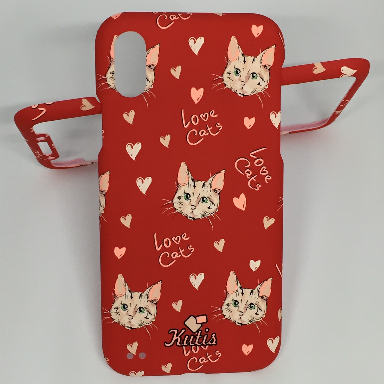 เคสคูทิส (Kutis) ไอโฟนX,XS(ลายแมวหน้าเล็กสีแดง)