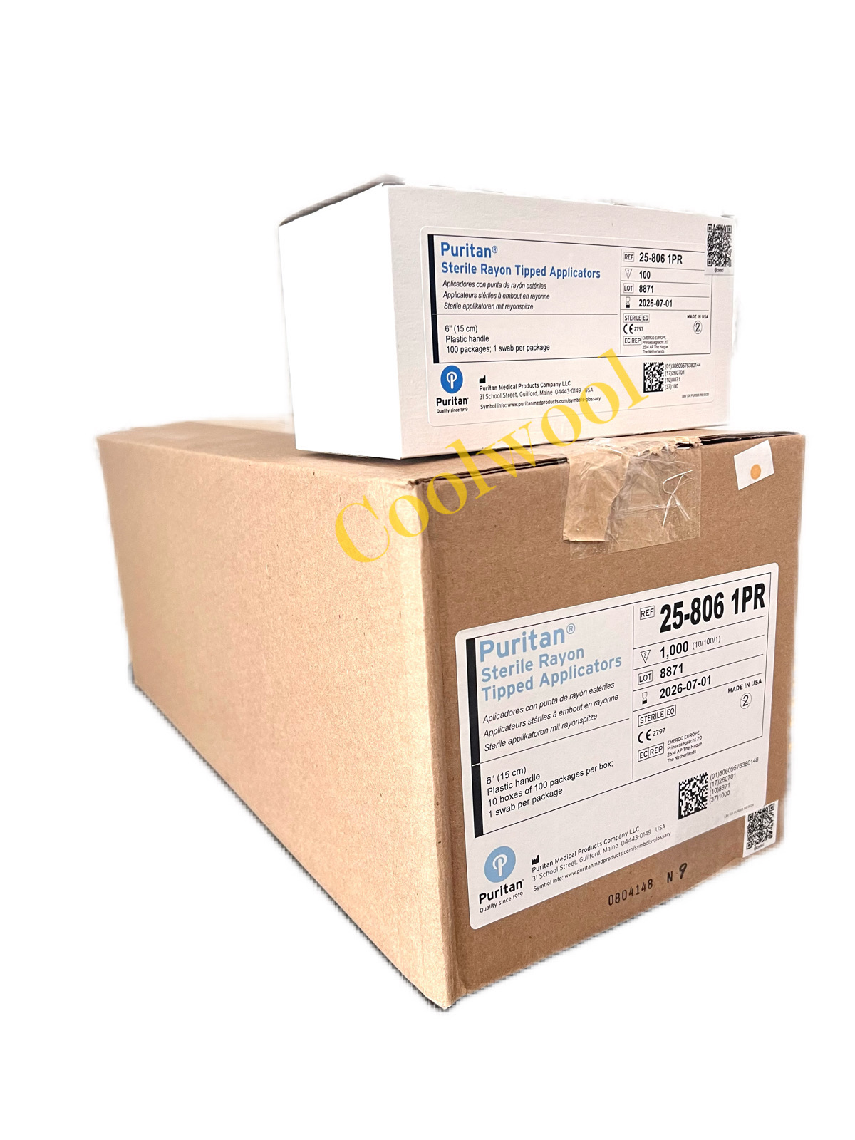 1 ลัง-Puritan 6" Sterile Standard Rayon Swab w/PS Handle, USA(1000ชิ้น/แพ็ค)