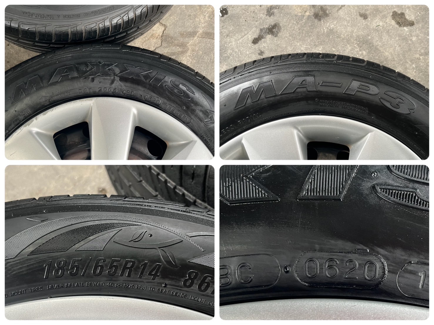 ✨ล้อกระทะ 4รู100✨Nissan ขอบ 14 พร้อมยาง 185-65-14 ปี 20