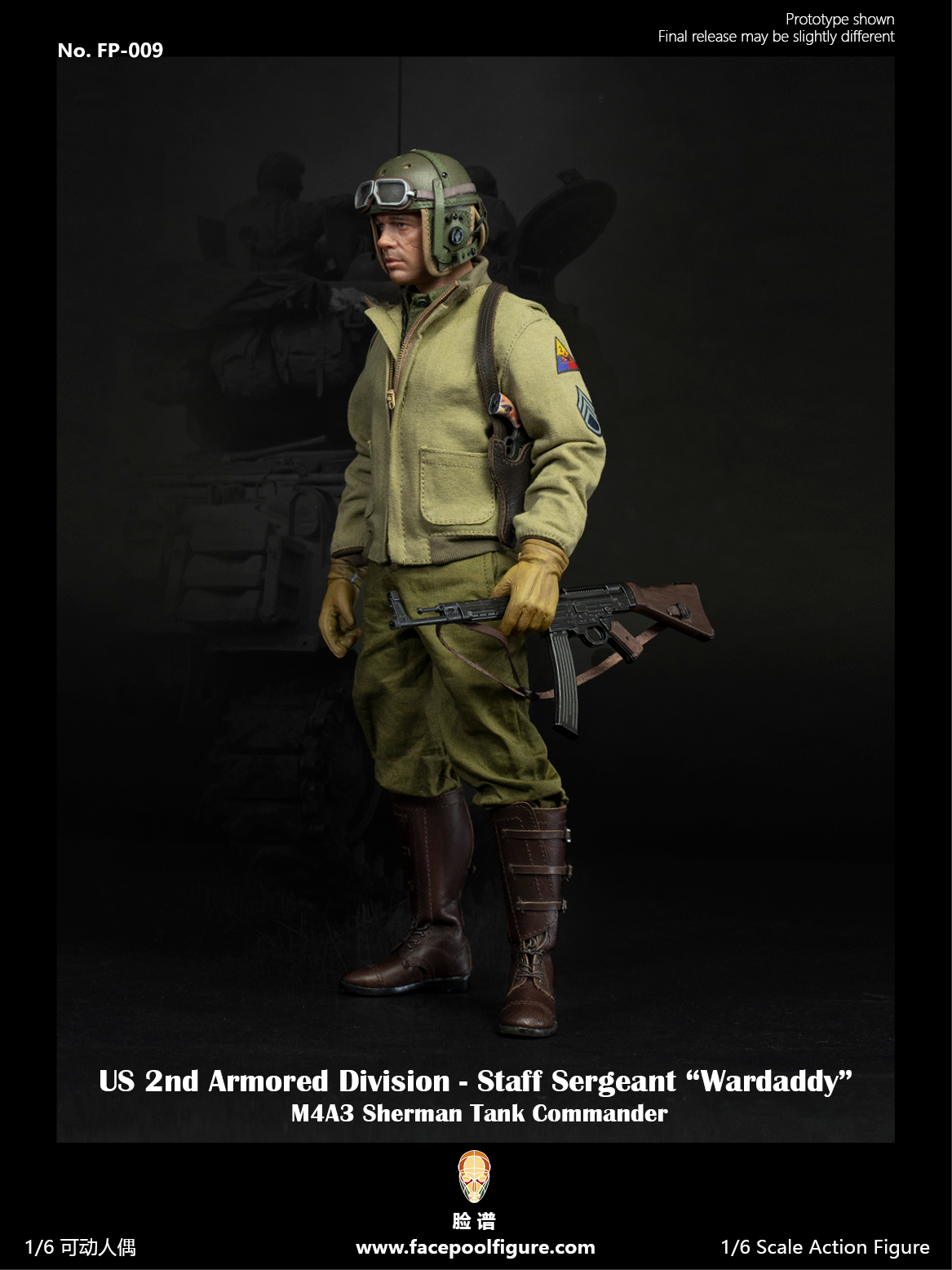 Facepoolfigure FP-009B 1/6 US 2nd Armored Division - Staff Sergeant "Wardaddy" (Special Edition)