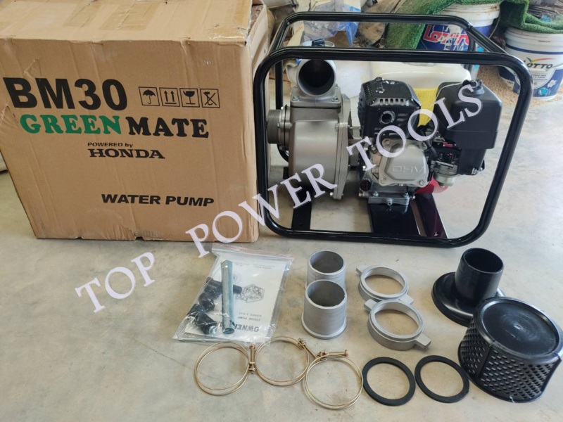 ปั๊มน้ำ 3"+เครื่องยนต์เบนซิน GX160 HONDA BM30 GREEN MATE