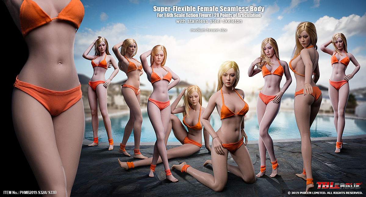 TBLeague S32A / S33B 1/6 Female Super-Flexible Seamless Bodies (Long legs, narrow shoulders, Pale / Suntan)