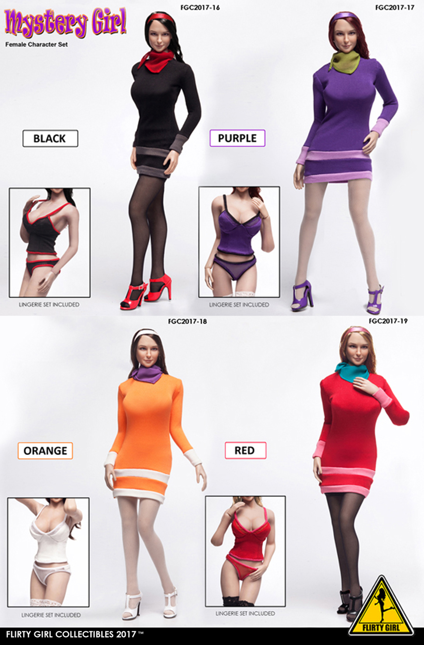 FLIRTY GIRL COLLECTIBLES 1/6 FGC2017-16-19 "MYSTERY GIRL" Female Character Set