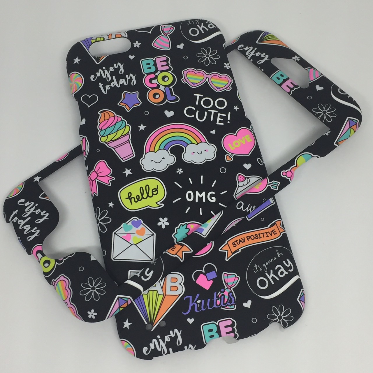 เคสคูทิส(Kutis)ไอโฟน6,6S(ลายสายรุ้งอมยิ้มBECOOL)มาใหม่ เคสประกบหน้า-หลัง เคสเรืองแสงเคสลายวินเทจ ร้านSuperhero Klongthom