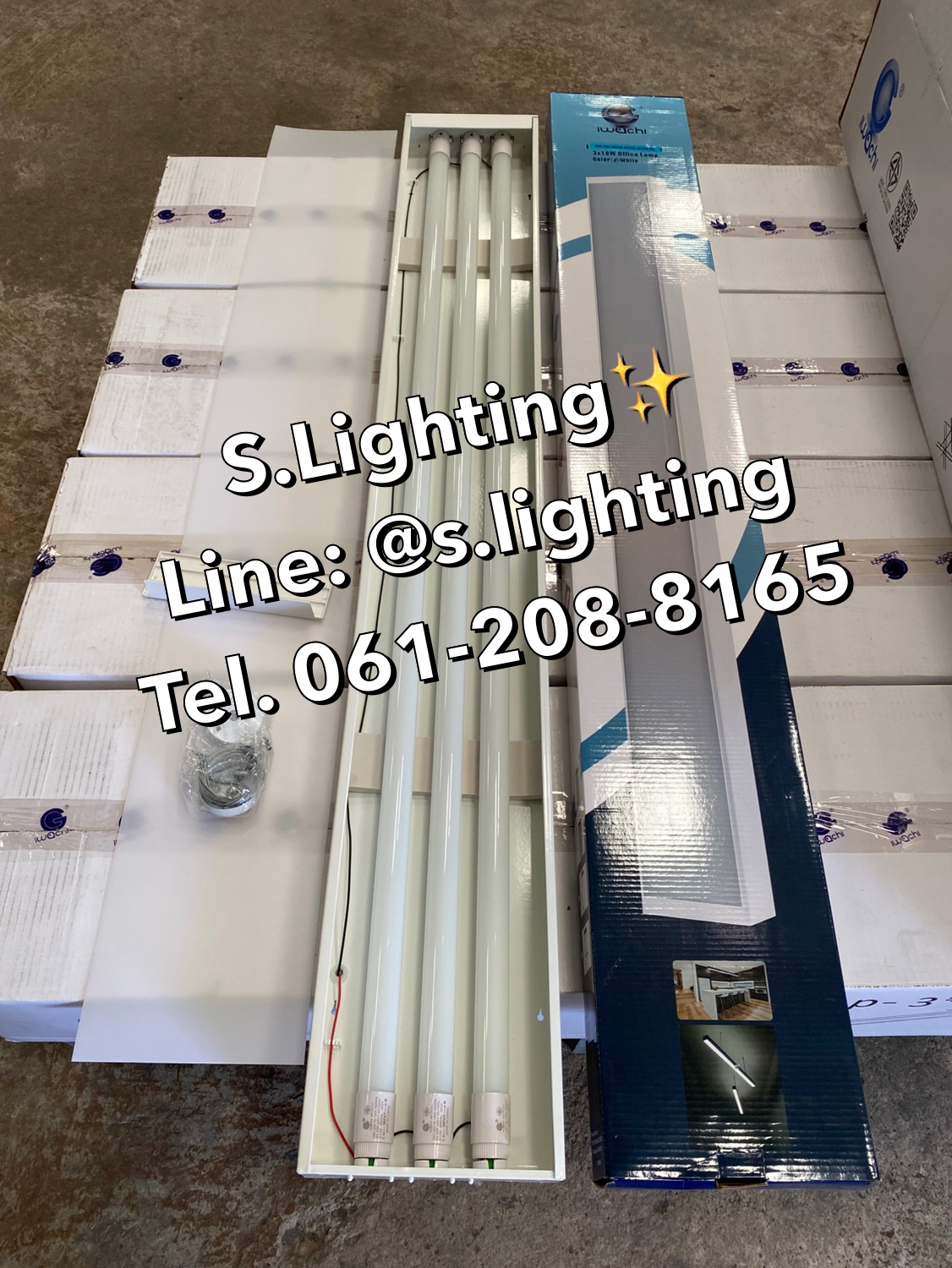 โคมไฟแขวนสลิงเพดาน Linear Office LED 3x18w แสงขาว (เปลี่ยนหลอดได้)