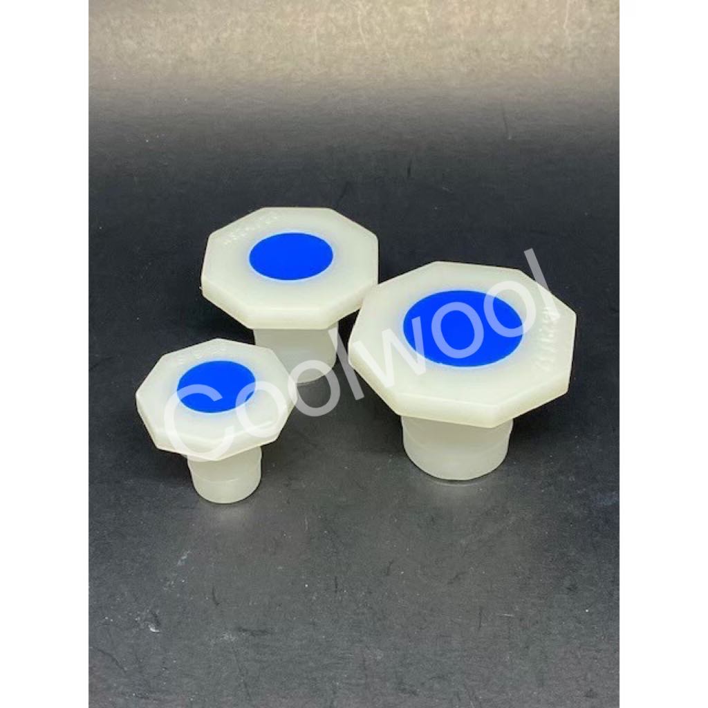 ฝาพลาสติกปิดขวดปรับปริมาตร Plastic stopper PE-สีฟ้าขาว(5 ชิ้น/pkg)