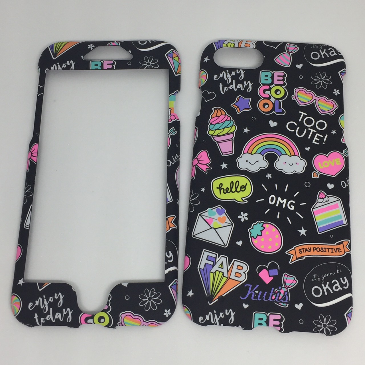 เคสคูทิส(Kutis) ไอโฟน7,8(ลายสายรุ้งBECOOL)มาใหม่ เคสประกบหน้า-หลัง เคสเรืองแสง เคสลายวินเทจ ร้านSuperhero Klongthom