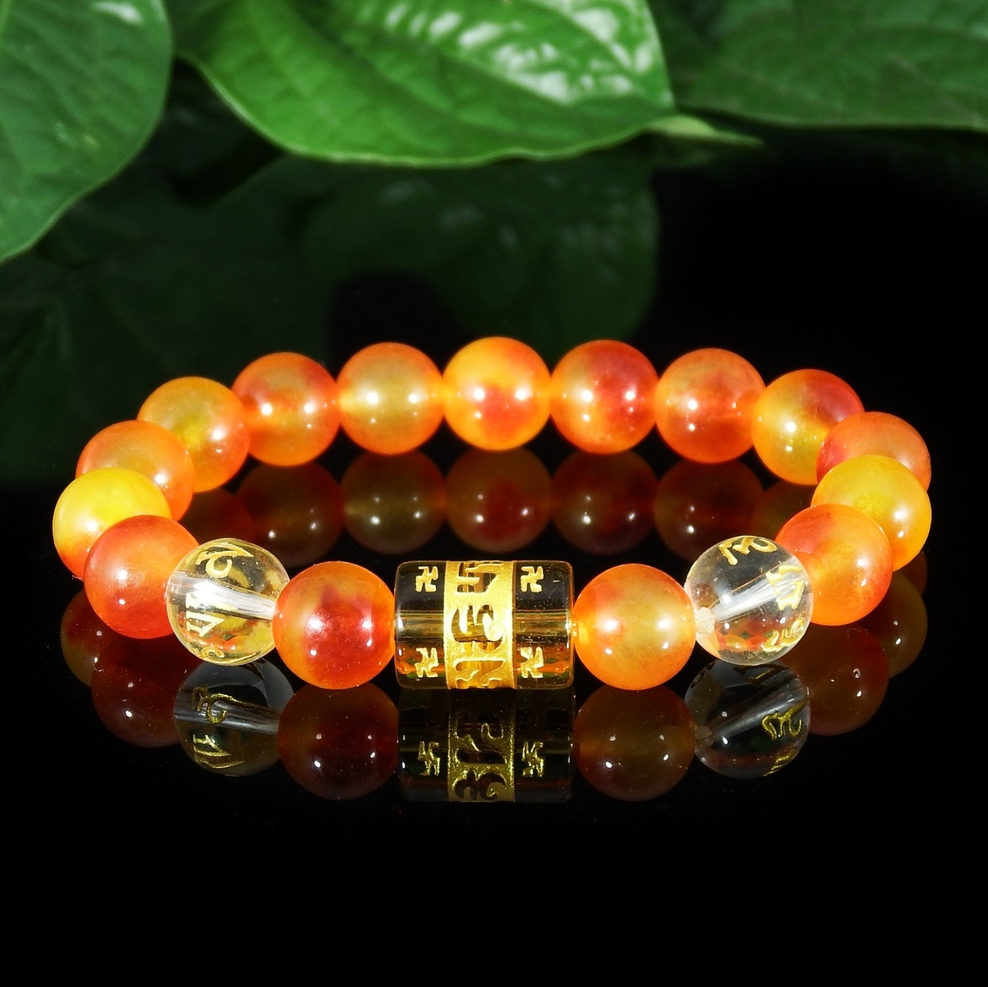 สร้อยข้อมือหินมงคล-หินหยกน้ำผึ้ง สีส้ม นำเข้าจากประเทศจีน