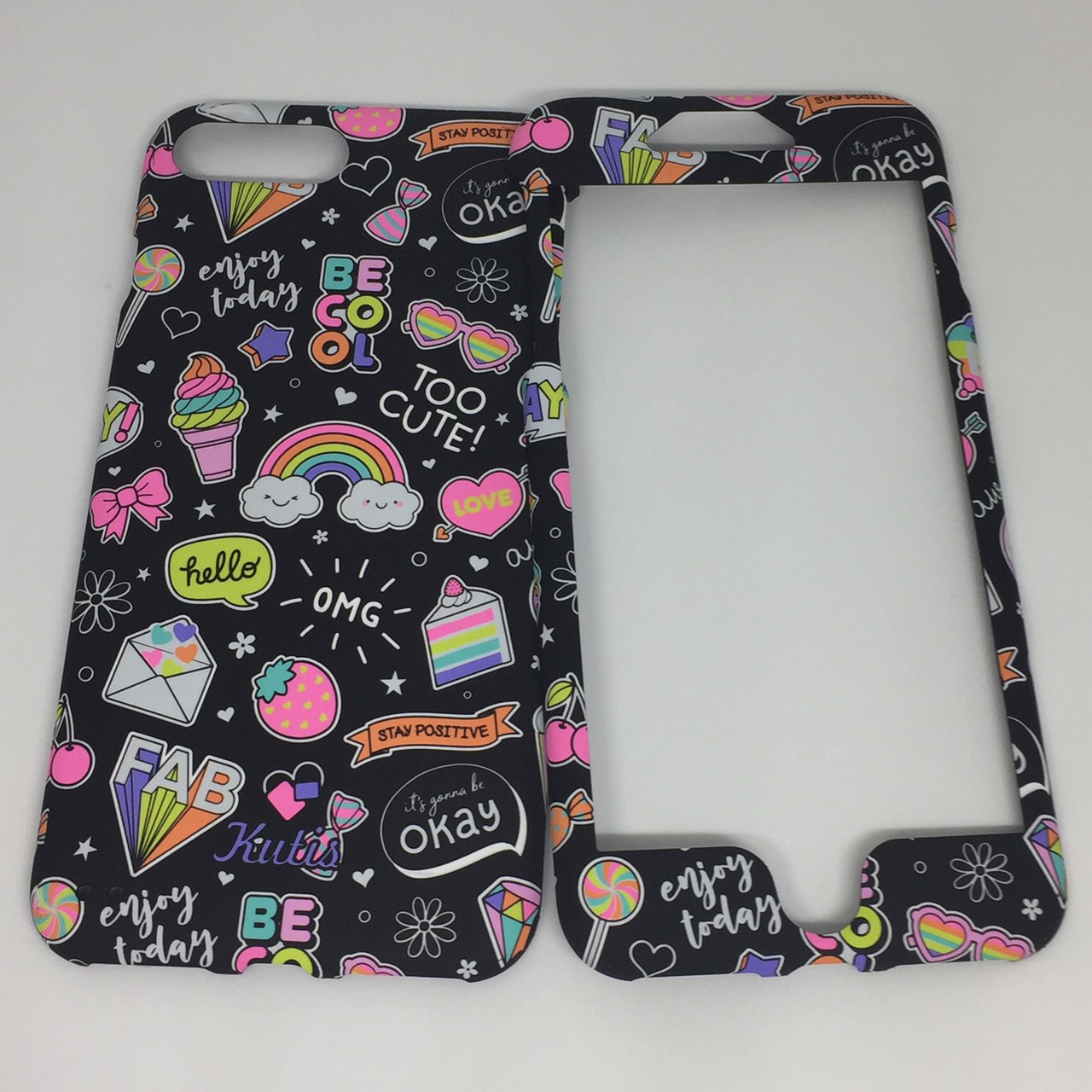 เคสคูทิส(Kutis)ไอโฟน7พลัส,8พลัส(ลายสายรุ้งยิ้มBECOOL)มาใหม่ เคสประกบหน้า-หลัง เคสเรืองแสง เคสลายวินเทจ ร้านSuperhero Klongthom