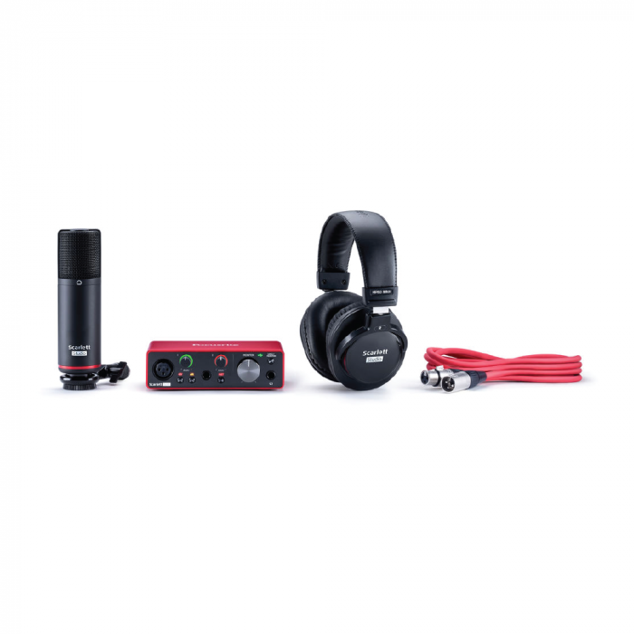 Set Focusrite Scarlett Solo Studio (3RD GEN) ชุดบันทึกเสียงแบบเริ่มต้น Solo ไมโครโฟน หูฟัง ตัวปรับแต่งเสียง และ สายเสียง ครบชุดพร้อมใช้งาน