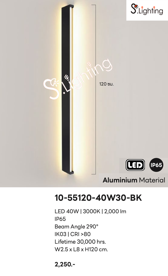 โคมไฟติดผนังภายนอก 10-55120-40W30-BK