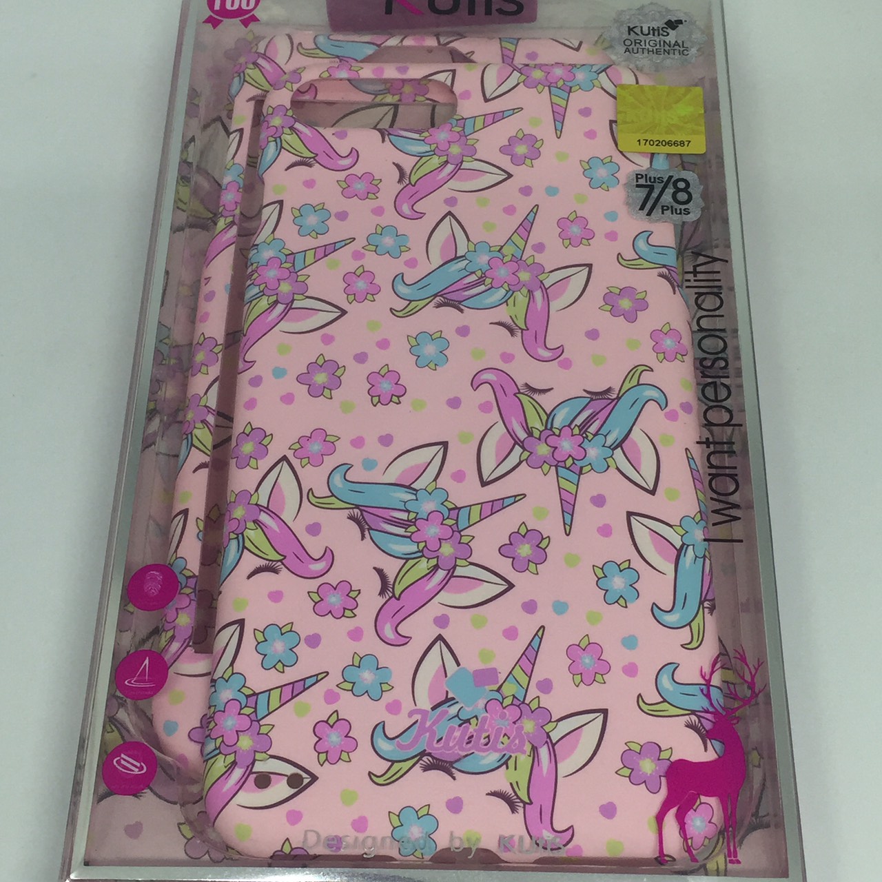 เคสคูทิส(Kutis)เคสไอโฟน7พลัส,8พลัส(ลายยูนิคอร์นแอ็บชมพู)มาใหม่ เคสประกบหน้า-หลัง เคสเรืองแสง เคสลายวินเทจ ร้านSuperhero Klongthom
