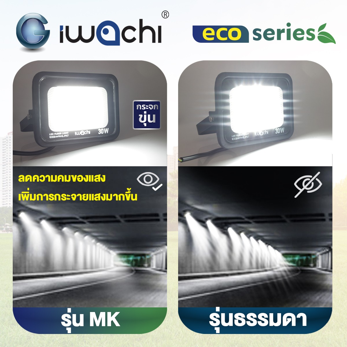 สปอร์ตไลท์ LED Flood Light Eco (กระจกขุ่น) 50w แสงวอร์ม