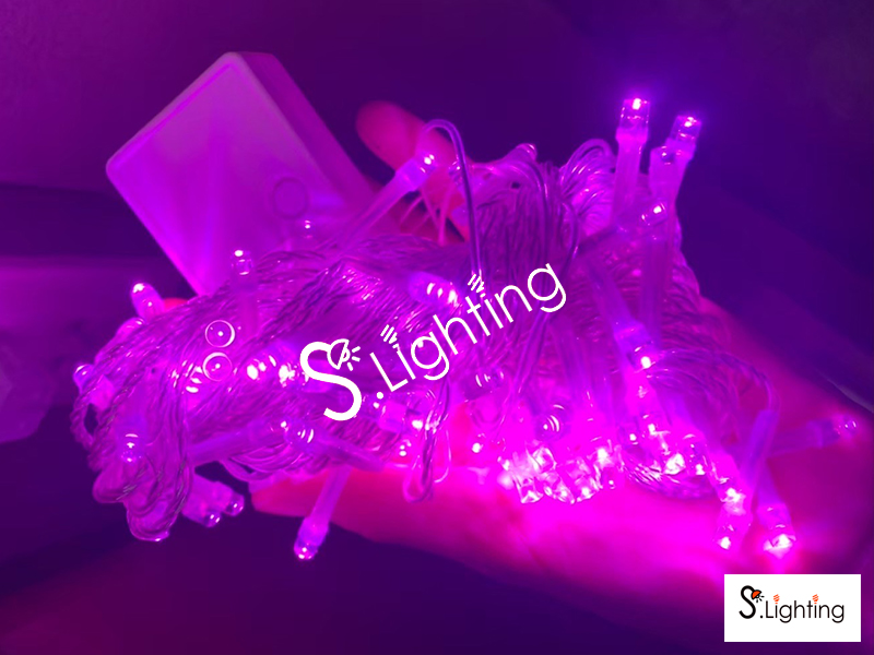 ไฟหยดน้ำ LED 8 เมตร / 100 หัว สีชมพู ไม่กระพริบ