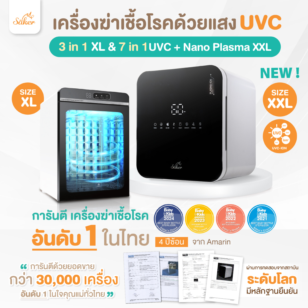 อันดับ1ในไทย[4ปีซ้อน]Saker เครื่องฆ่าเชื้อ+อบแห้ง+ลดกลิ่นอับ 3in1 XL & 7in1 UVC+Nano Plasma ไซซ์XXL