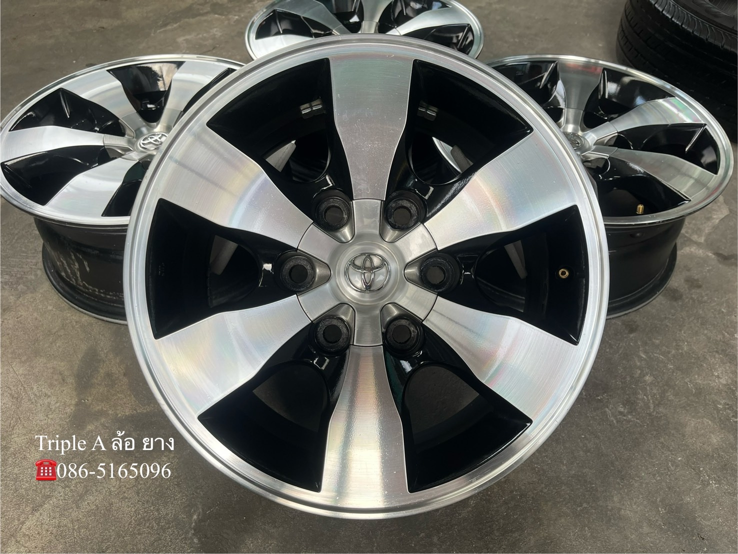✨ล้อแม็ก 6รู139✨Toyota Vigo ขอบ 16 ดำหน้าเงา💖สภาพสวย💖
