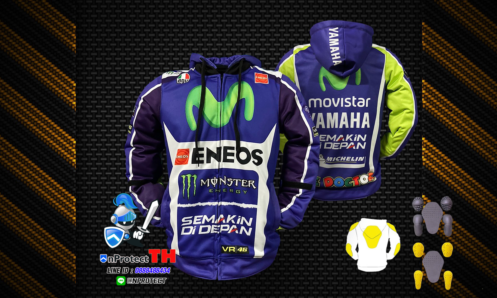 เสื้อฮู้ดบิ๊กไบค์ YAMAHA MOVISTAR 46 แบบที่ 7