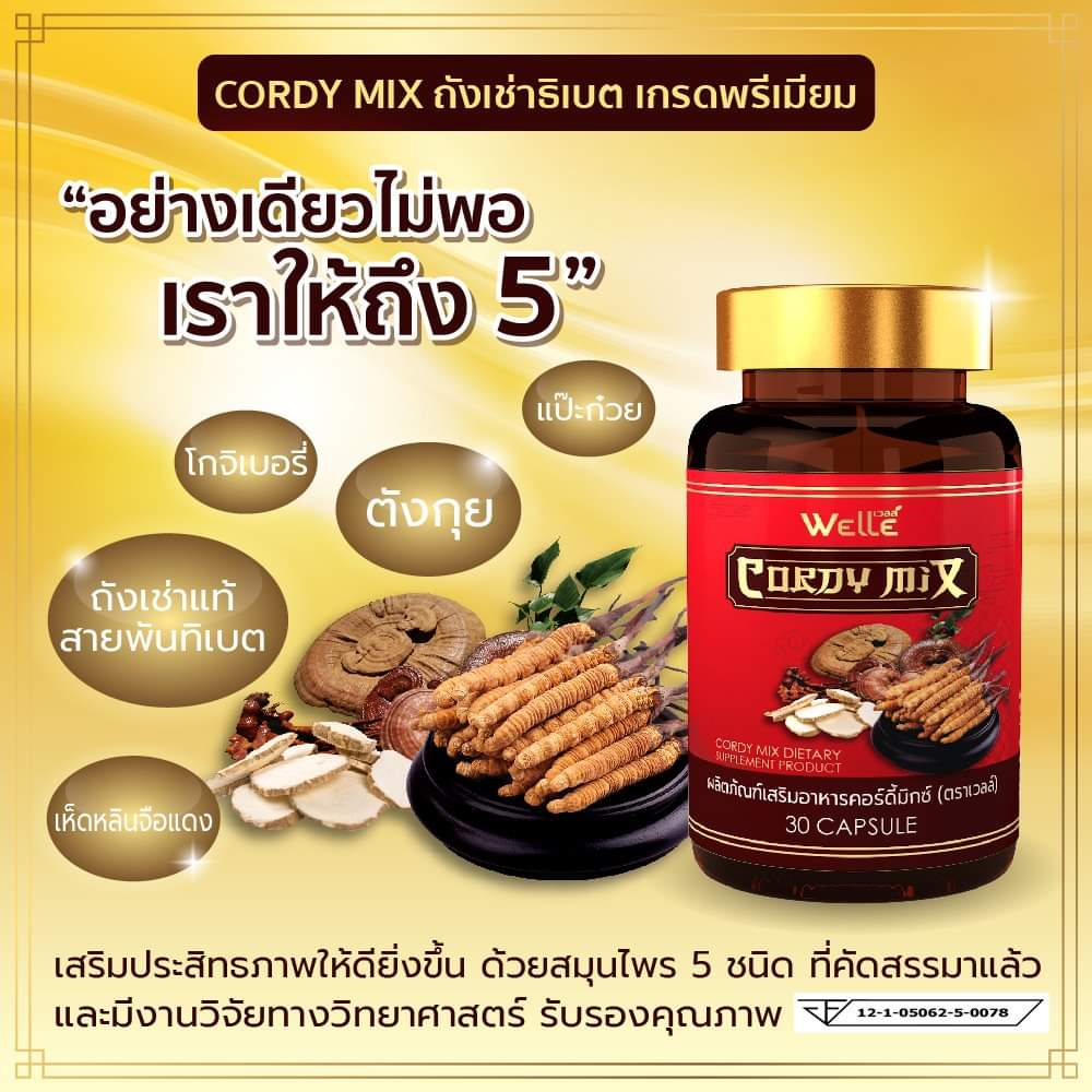 Cordy mix คอร์ดี้มิกซ์ ถั่งเช่าสกัด ตรา เวลล์ welle