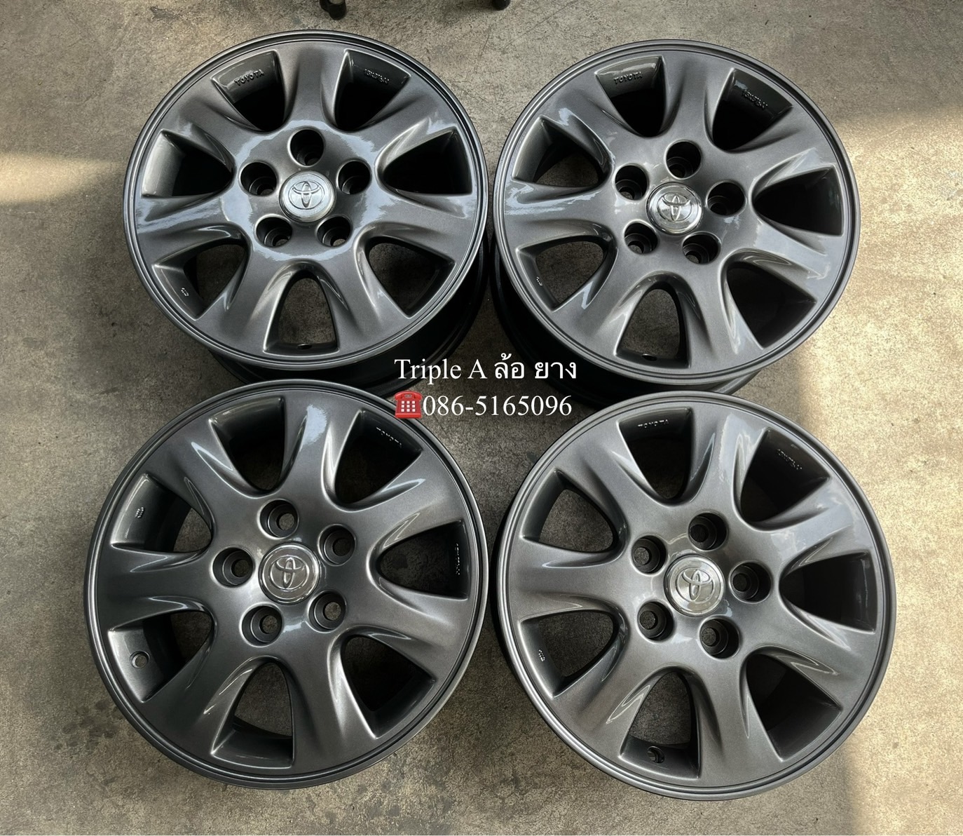 ✨ล้อแม็ก 5รู114✨Toyota ขอบ 15 สีเทาไฮเปอร์💖สวยกริ๊บ🚘Revo Vigo Camry Innova 5รู114 ได้เลย