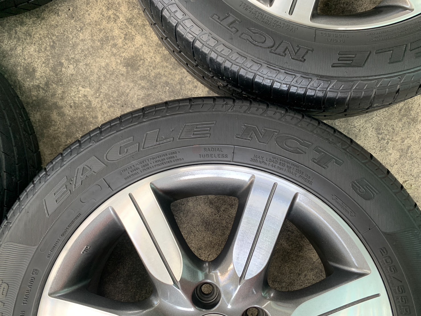 ✨ล้อแม็ก 5รู114✨Honda ลาย 7 ก้าน ขอบ 16 เทาหน้าเงา พร้อมยาง 205-55-16 Goodyear ปลายปี 20