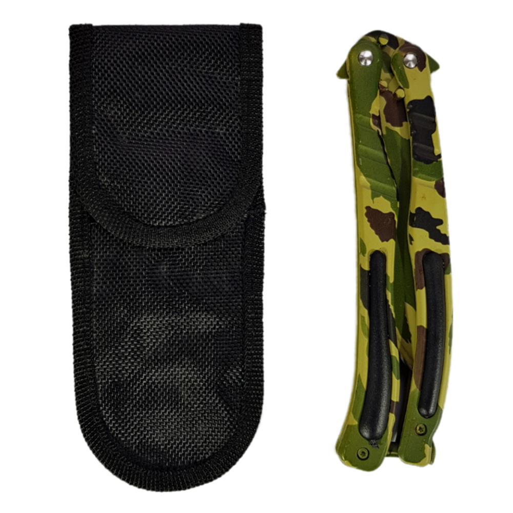 Balisong มีดบาลีซอง มีดควง มีดพับ มีดบัตเตอร์ฟลาย CS GO Counter-Strike (ลายพรางทหาร) พร้อมซองไนล่อนสำหรับเก็บมีด